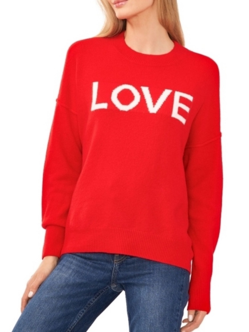 Vince Camuto Love Sweater red crewneck